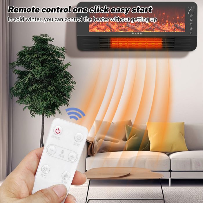 2000W elektrische kachel met 3D-vlameffect, touchscreen met afstandsbediening, timer en thermostaat, 3 snelheidsstanden