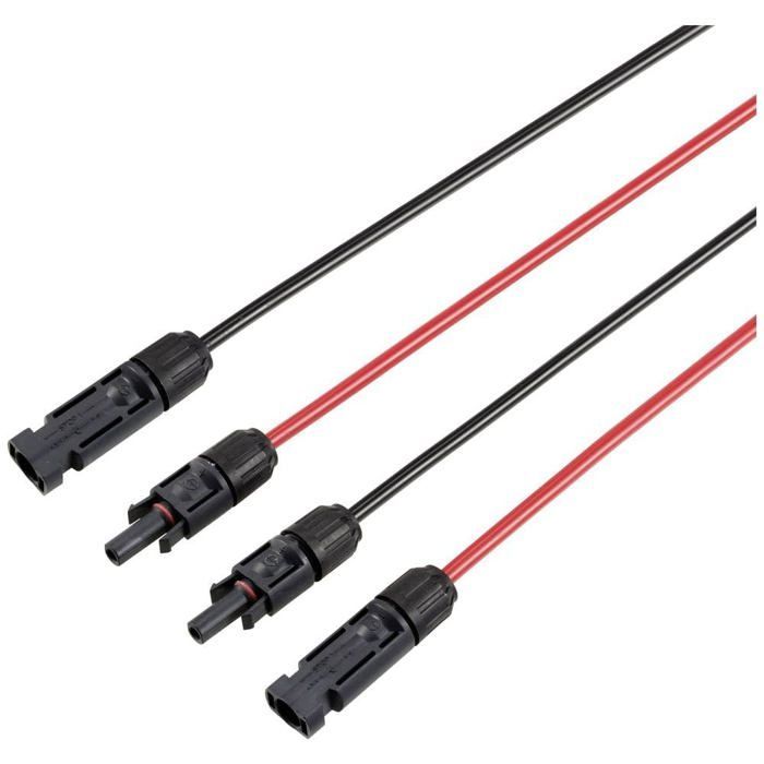 Câble rallonge solaire - sygonix - 6 mm² - 3 m - Connecteur mâle et femelle - Lot de 2 - Adapté pour connexion solaire