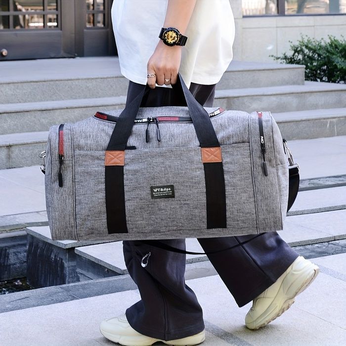 Bolsa de viaje plegable - Múltiples bolsillos - Gris - Tamaño grande - Plegable
