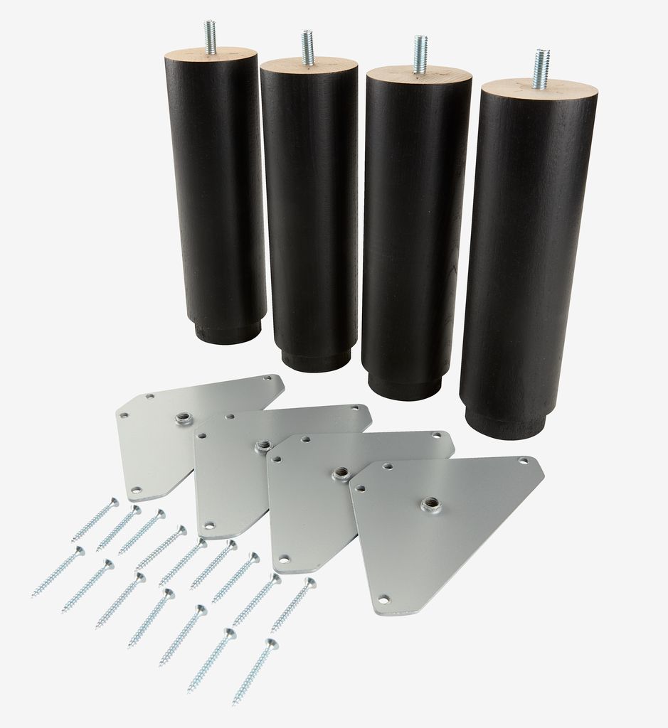 RAUDSUNDA Noge postelje Ø6xV20cm RAUDSUNDA črna bukev 4 kosi/paket
