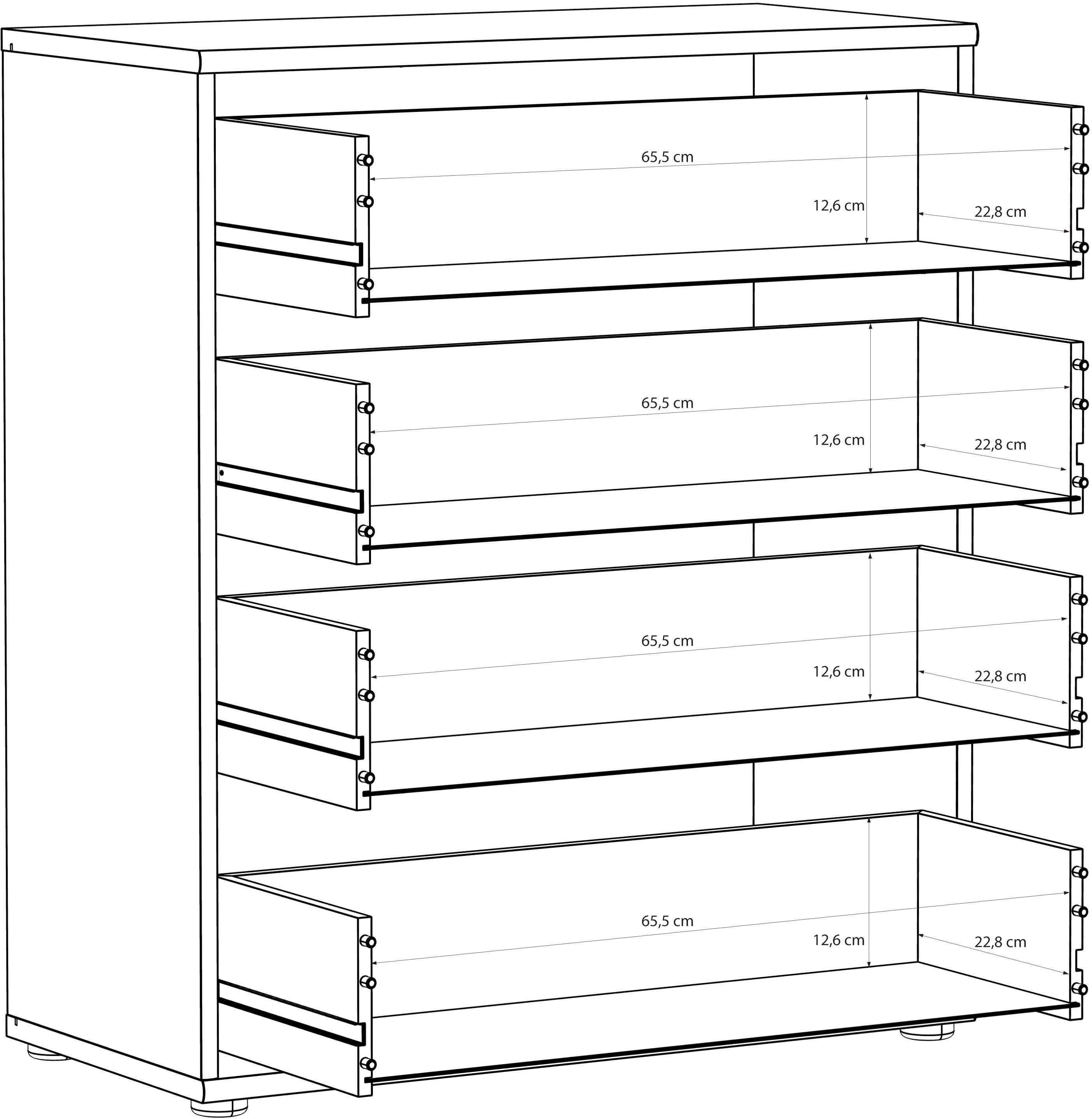 Commode TEMPRA 4 Tiroirs - Décor cachemire – L 73,7 × P 34,8 × H 85,5 cm