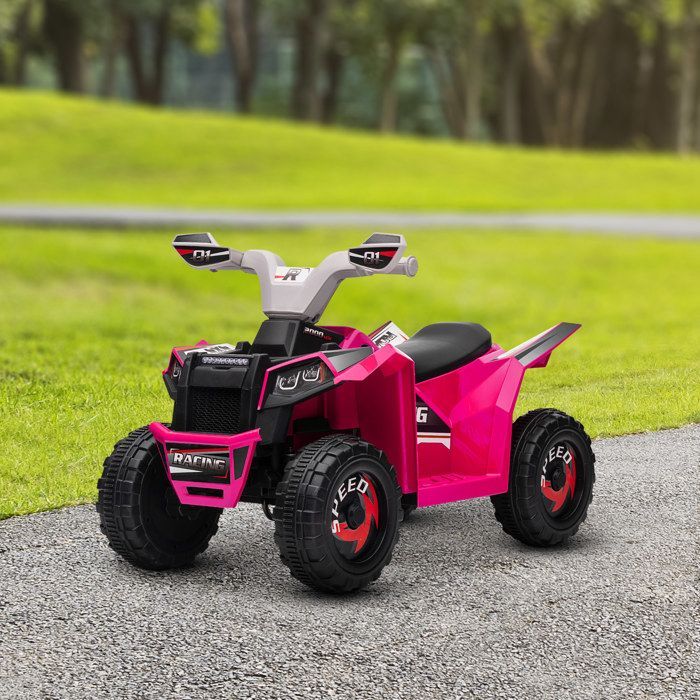 Quad électrique HOMCOM pour enfants véhicule à batterie 6V avec marche avant et arrière 70L x 41,5l x 48,5H cm Rose