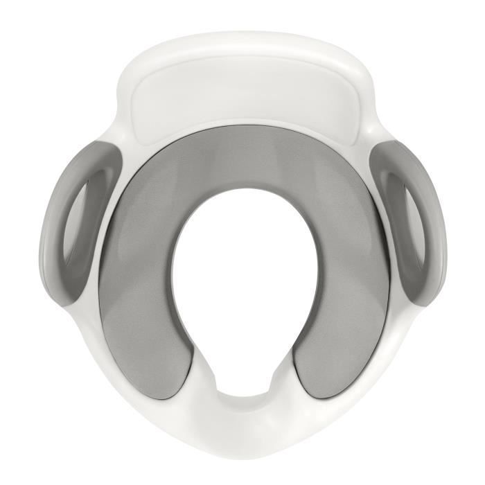 Asiento de inodoro infantil plegable LILIIN, blanco-gris, altura ajustable, antideslizante y cómodo.