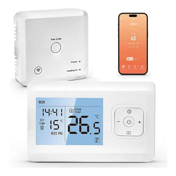 Thermostat Connecté sans Fil, Thermostat Connecte et Intelligent WiFi, Programmable Thermostat Chaudiere Gaz, Commande Vocale
