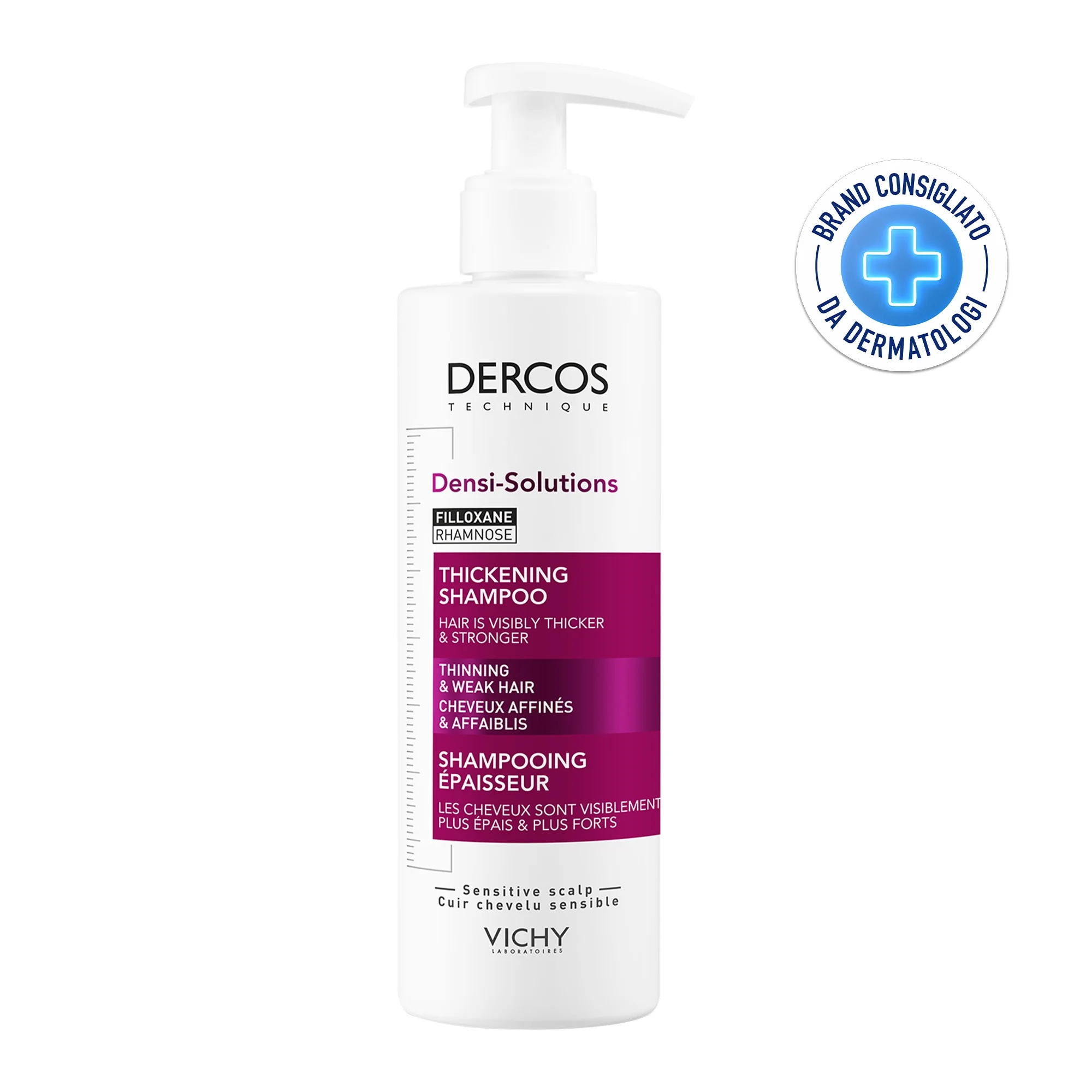 VICHY Vichy Dercos Densi Solutions Shampooing 250 ml pour restaurer la densité des cheveux