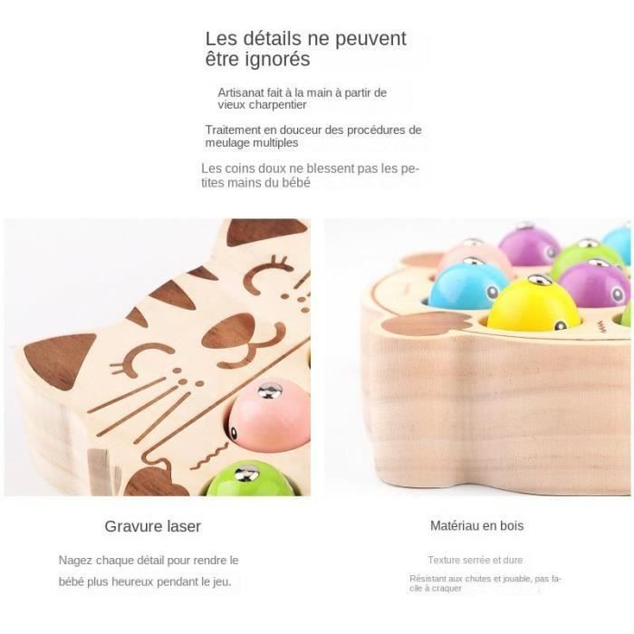 Jeu de pêche en bois magnétique - ZGEER - Jeux Montessori 2 ans - Jouet éducatif pour enfants - Cadeau 2-5 ans