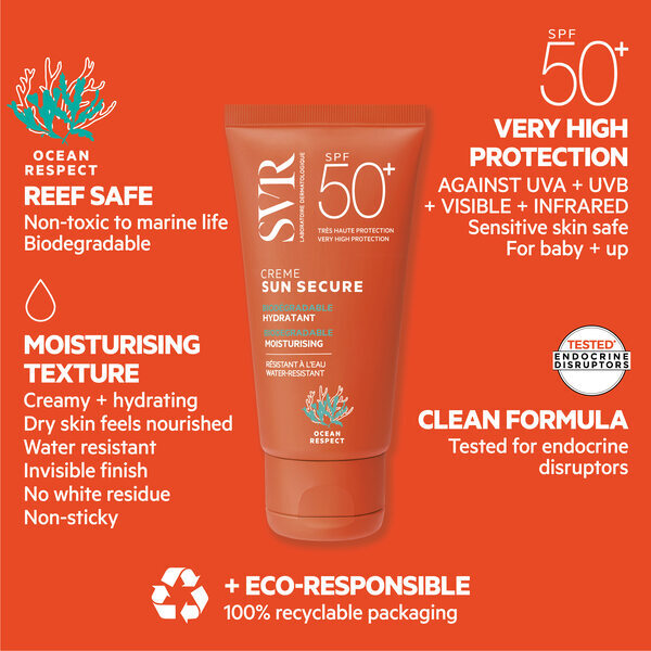 SVR SUN SECURE SPF50+ hydratační opalovací krém na obličej 50ml