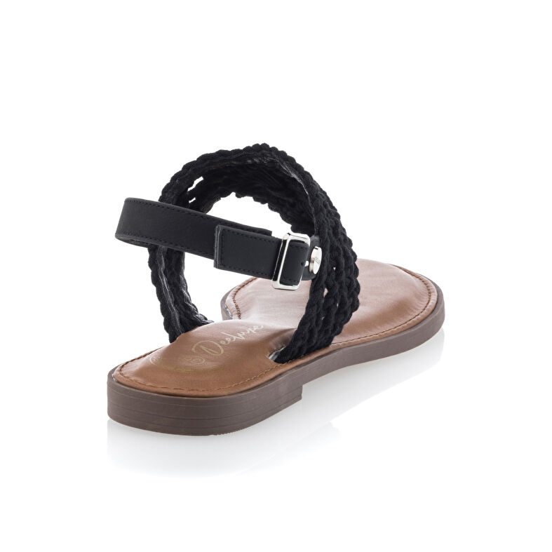 Női fekete flip-flop papucsok / tanga szandálok