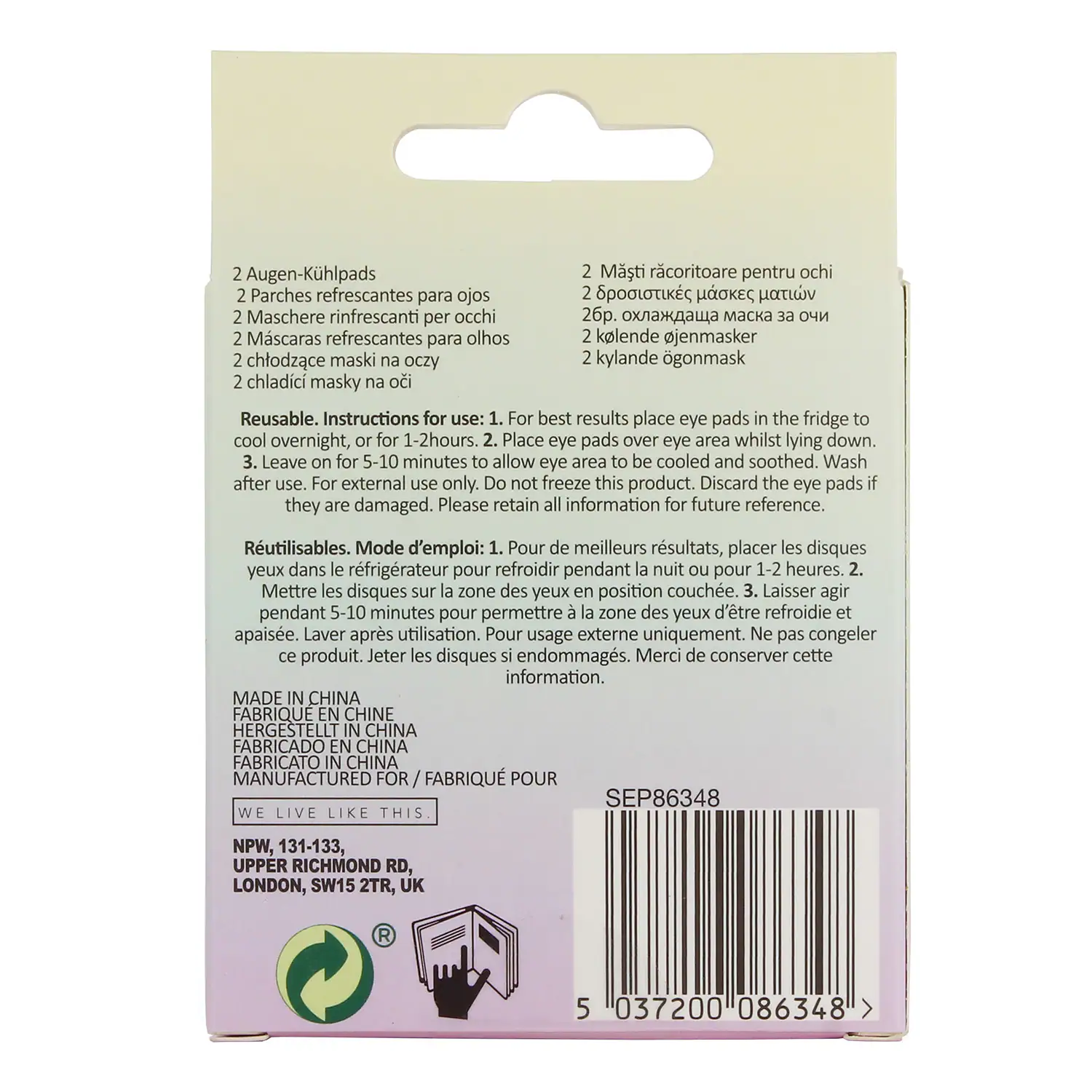 Plasturi răcoritoare pentru ochi - Plasturi răcoritoare reutilizabile pentru ochi