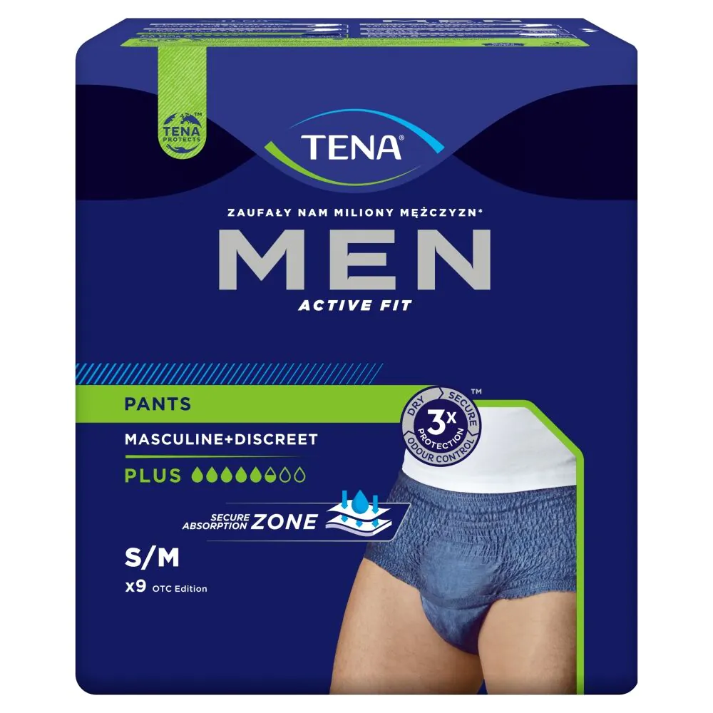 Tena Men Active Fit Pants Plus, Majtki chłonne, 75-105cm, Rozmiar M