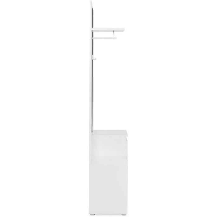 Hallway storage unit with wardrobe IMAGE - White finish - 1 door + 1 drawer - W85 x H195 x D37 cm