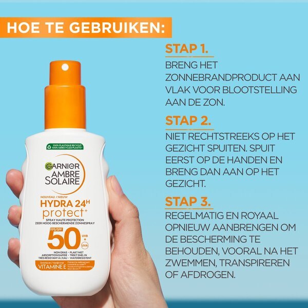 Garnier Ambre Solaire Hydra 24H sprej za zonu SPF50<br>150 ml
