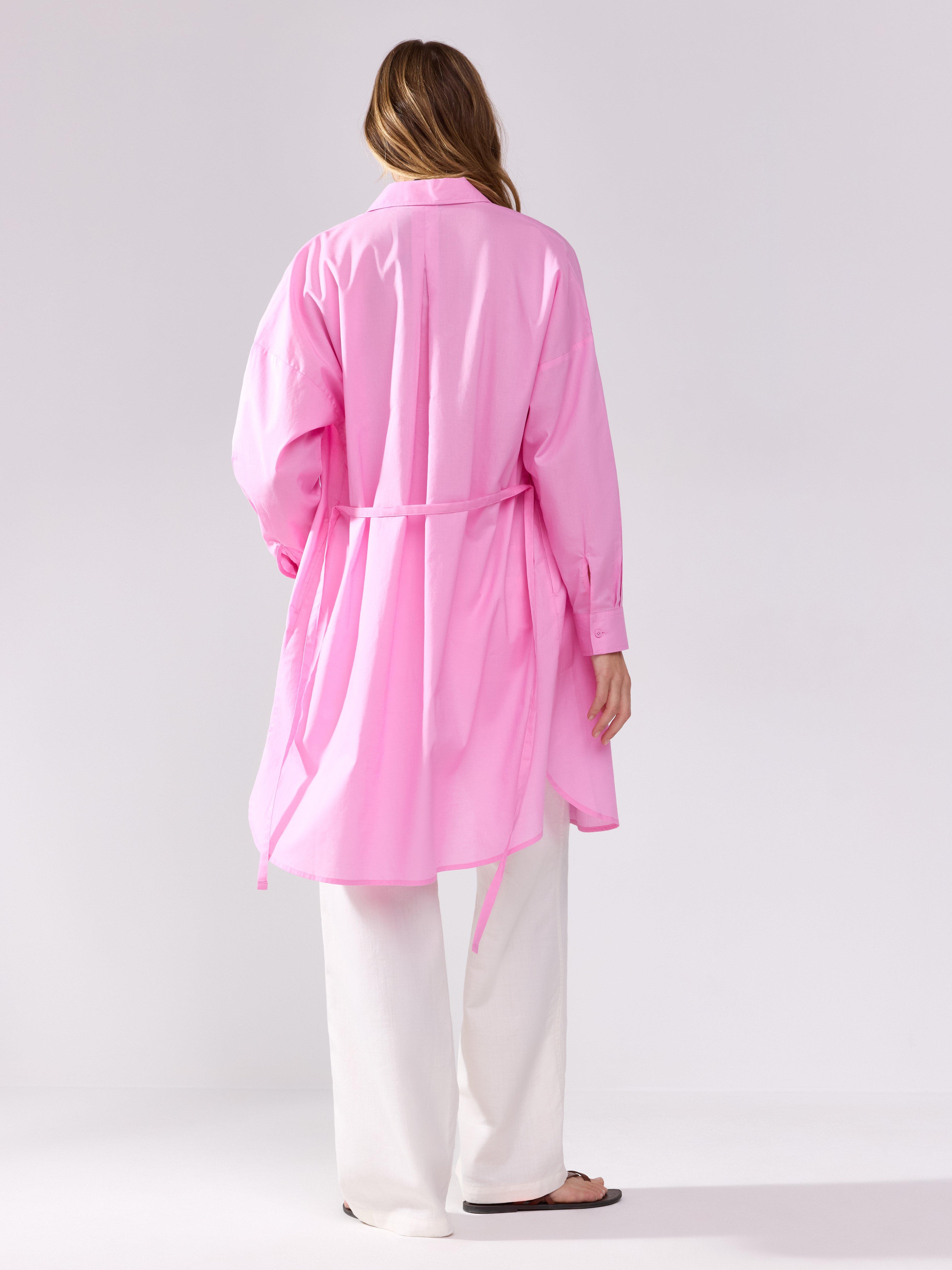 Vestido camisero corto rosa claro