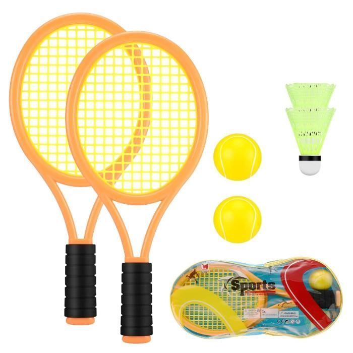 Juego de raquetas de tenis y bádminton - Deportes portátiles - 2 en 1 - 2 raquetas - 2 pelotas - 2 volantes