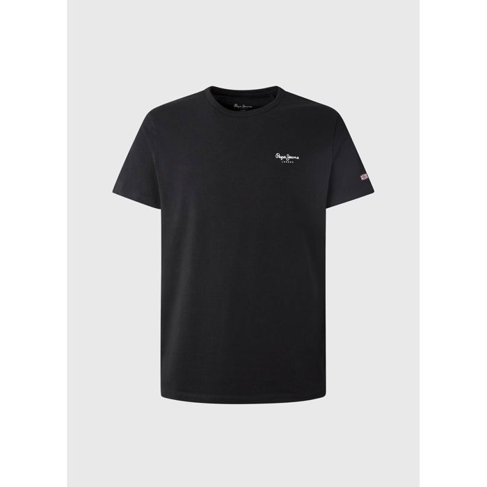 Camiseta de hombre - PEPE JEANS - Lisa - Negra - Manga corta - Mezcla de algodón elástico