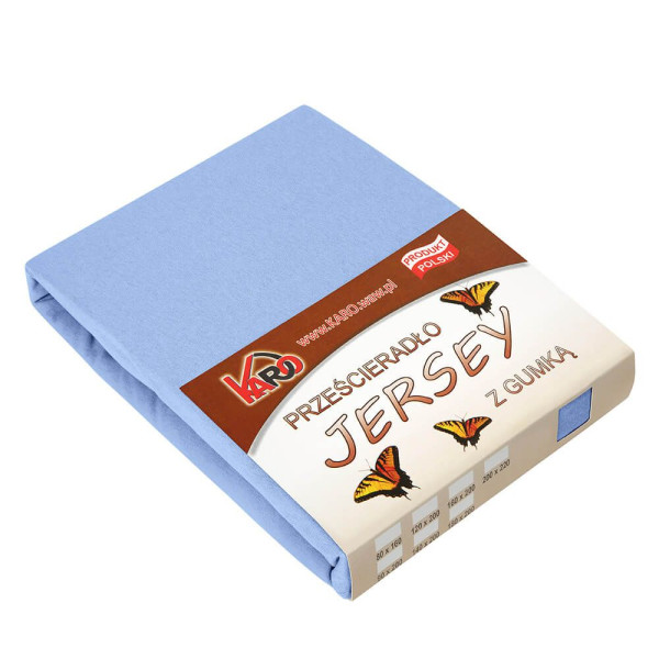 Prześcieradło jersey z gumką 140x200 błękitne 150g/m2 KARO