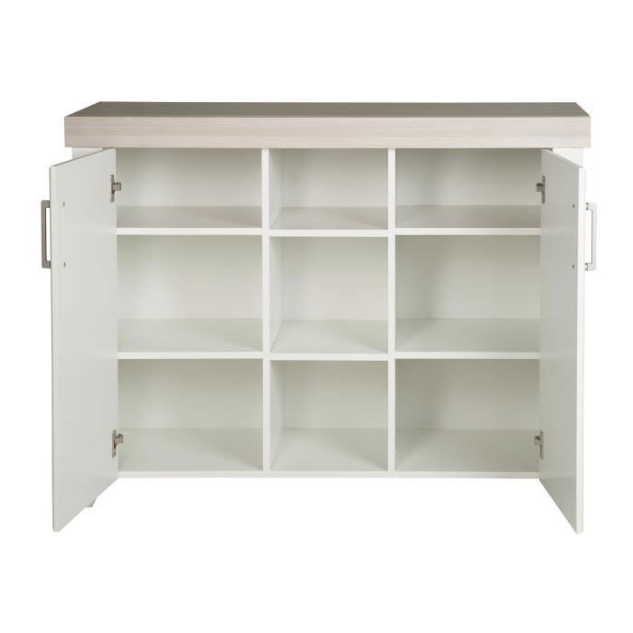 Commode à Langer ROBA Felicia - 2 Portes, 3 Niches - Blanc - Aspect Bois