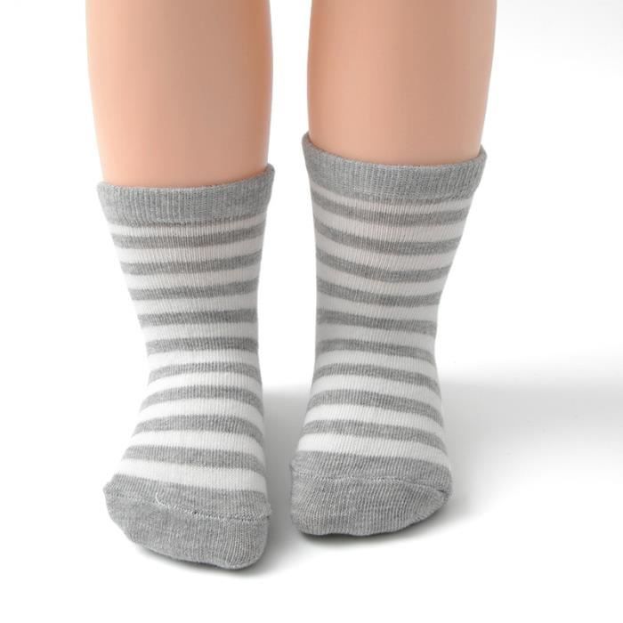 Meias de algodão para bebê menino, 12 pares, antiderrapantes listradas - preto, branco e cinza.