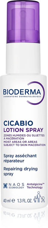 Bioderma Cicabio Lotion Spray, een drogende en kalmerende spray voor de geïrriteerde huid.