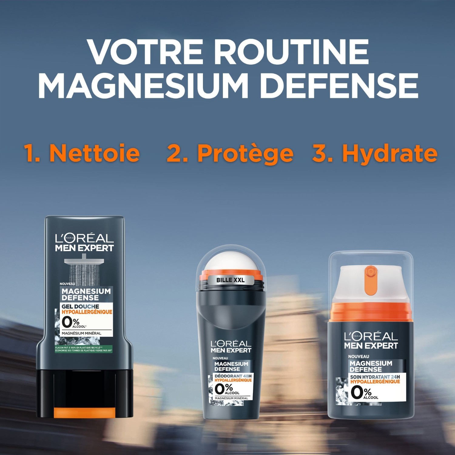 L’Oréal Paris Men Expert Magnesium Defense Déodorant Bille 48h Hypoallergénique 0%