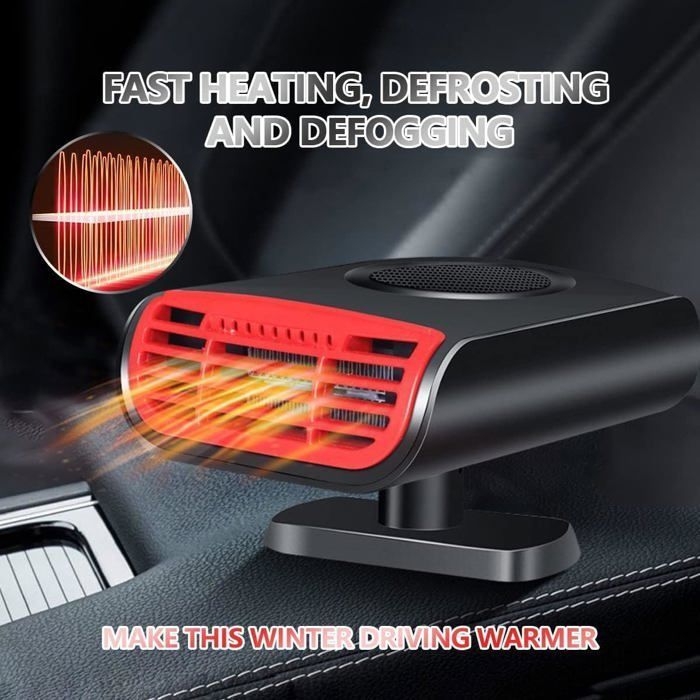 Calefactor portátil de 12 V para coche y descongelador de parabrisas: ventilador 2 en 1 para mayor comodidad en cualquier estación del año en coches y campings (Label)