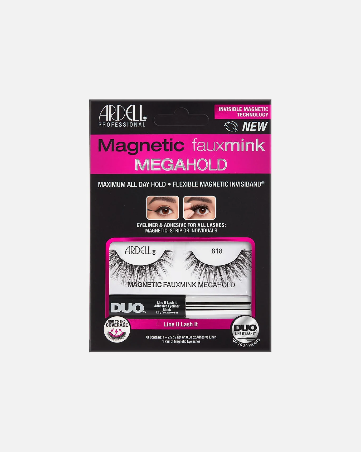 Ardell Faux-cils magnétiques MegaHold Faux Mink 818 Ardell et Colle Eyeliner