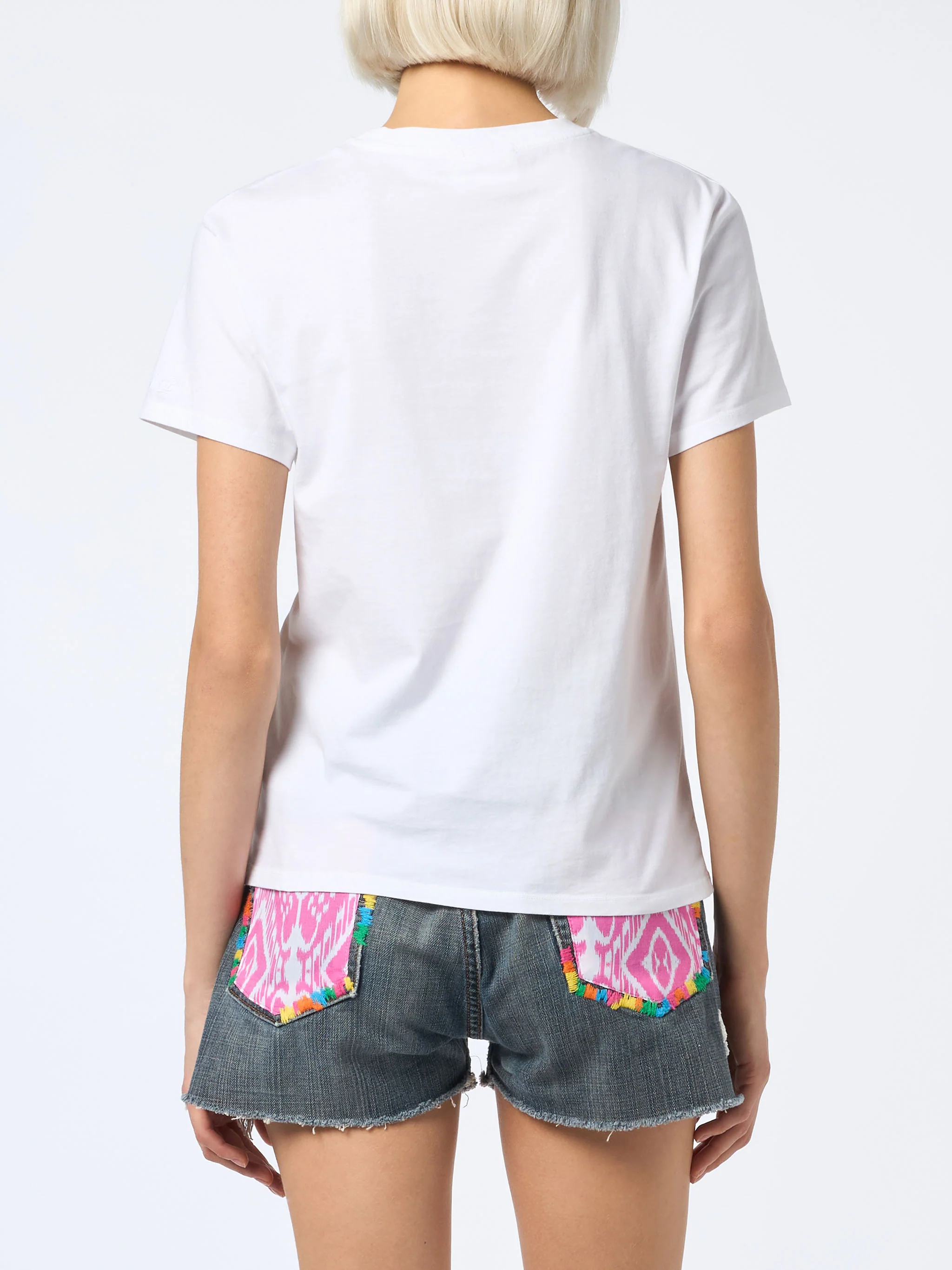 Emilie dames T-shirt met ronde hals van katoenen jersey met Stai-borduurwerk.