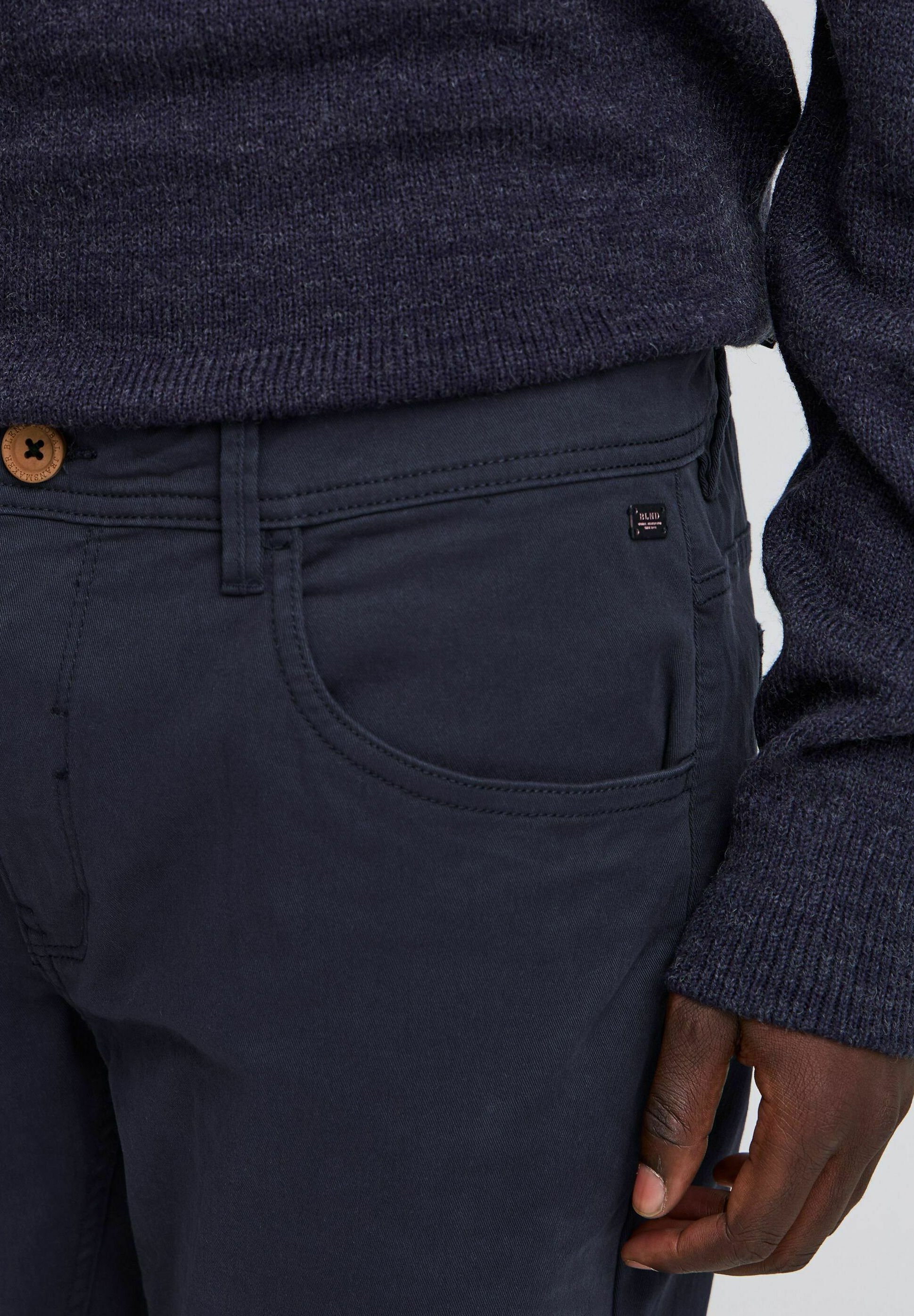 Blend BHRODNEY PANTS SLIM/ REGULAR FIT NARROW LEG - Trousers - dark navy blue