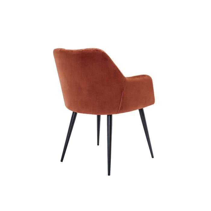 Set di 6 sedie con braccioli in velluto e metallo - Terracotta - PEGA
