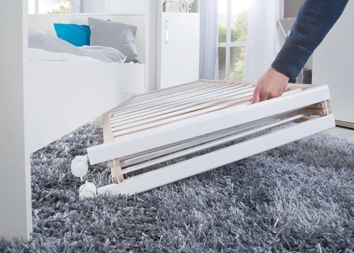 Lit bébé pliant - 60 x 120 cm - ROBA - FOLD UP - Roulettes - Bois / Blanc