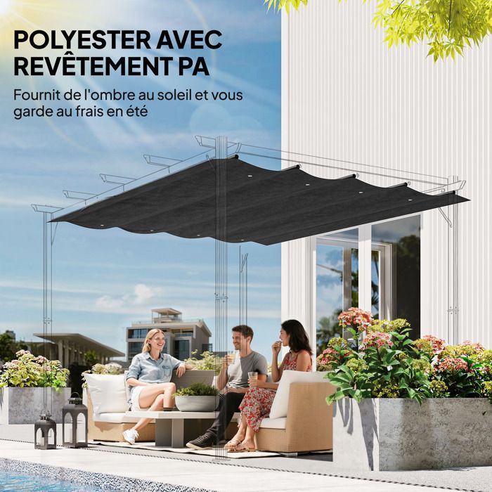 Toile de toit de rechange pour pergola - Outsunny - toile de remplacement protection solaire anti-UV 30+ pour pergola de 3 x 2 m