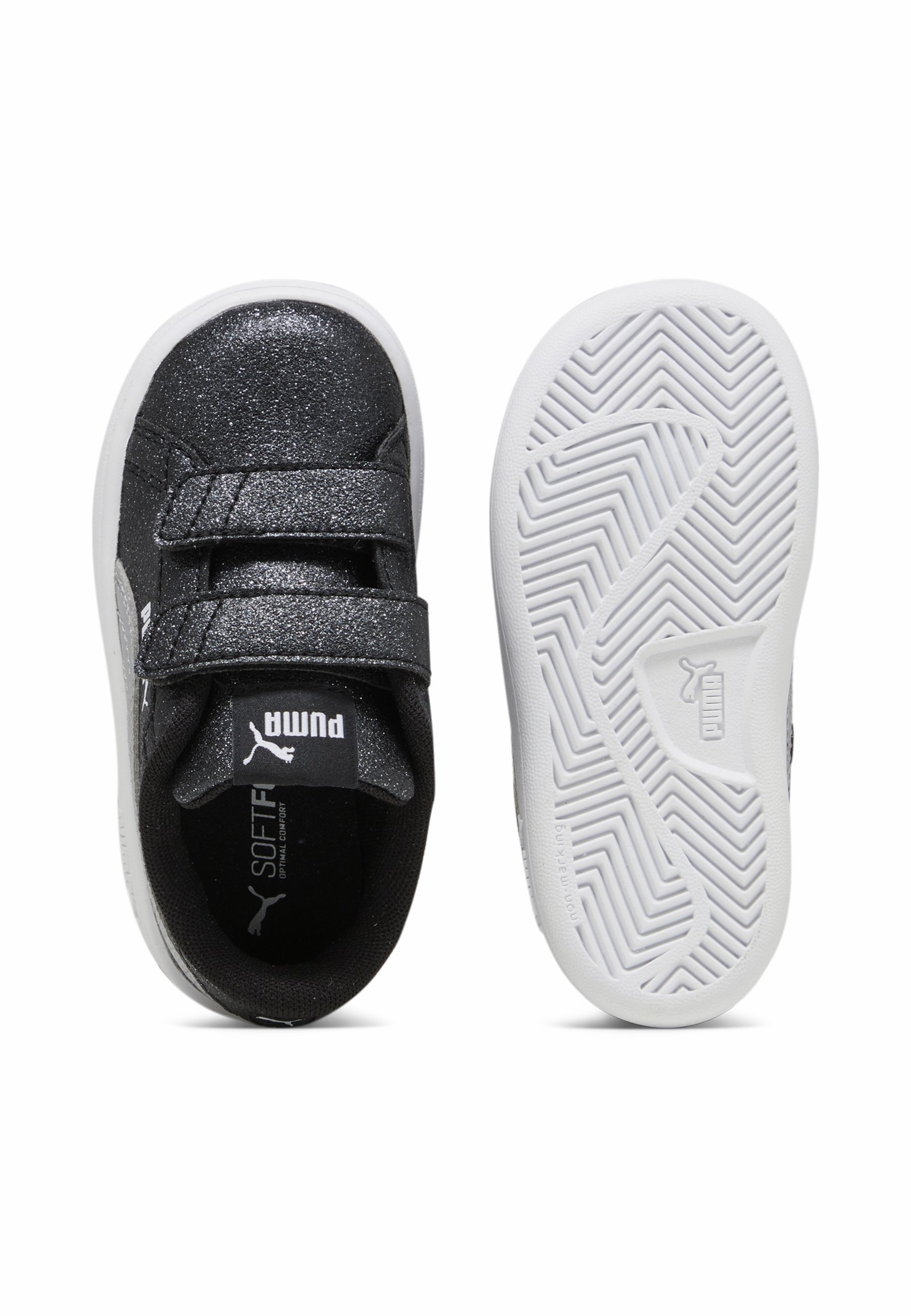 Puma SMASH 3.0 GLITZ GLAM - Babyschoenen - Puma zwart, Puma zilver, Puma wit