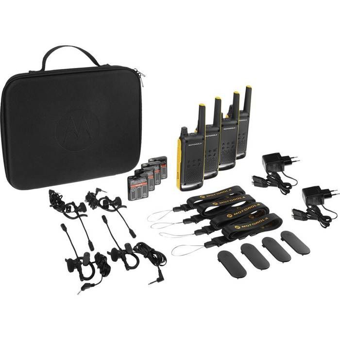 Motorola Talkabout T82 Extreme Quad Pack tragbares 2-Band-PMR-Funkgerät 446 MHz, 16 Kanäle, schwarz, gelb (4er-Pack)