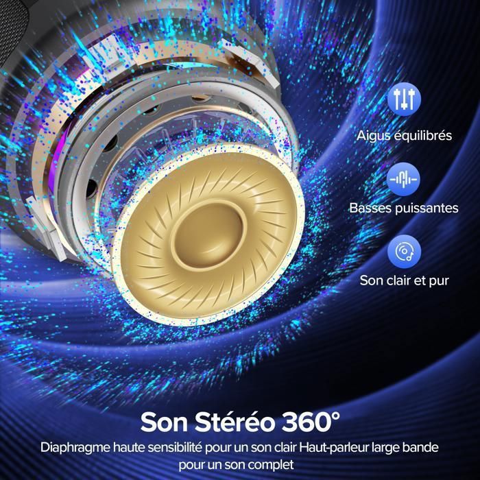 DJOIN Tragbarer Lautsprecher, 360°-Sound, Bluetooth 5.4, IPX5, Stereo-Kopplung, RGB-Beleuchtung, AUX-Anschluss, TF-Kartensteckplatz, 1800 mAh Akku, Freisprechfunktion