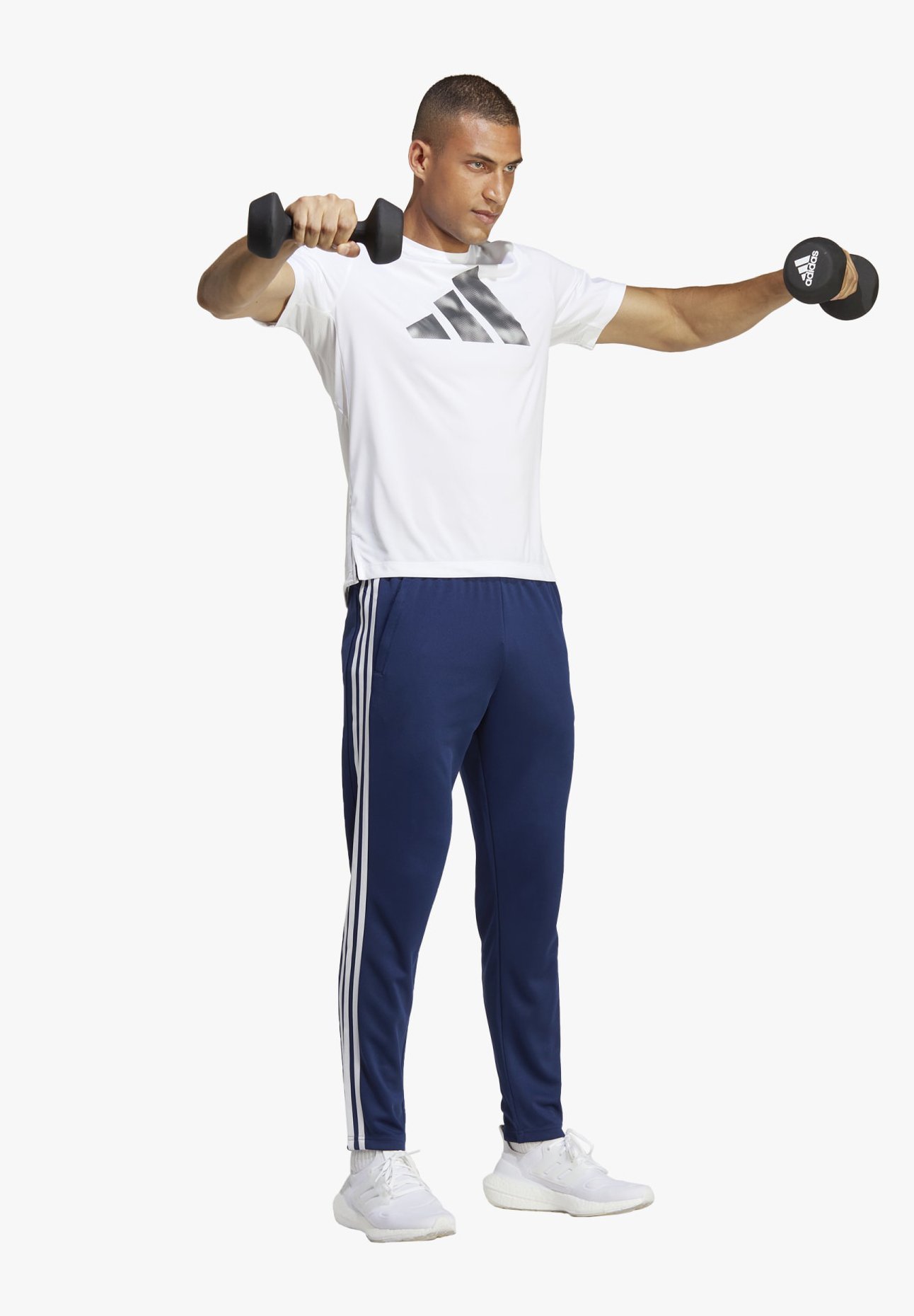 adidas Performance TRAIN ESSENTIALS 3-STRIPES - Trainingsbroek - donkerblauw/wit