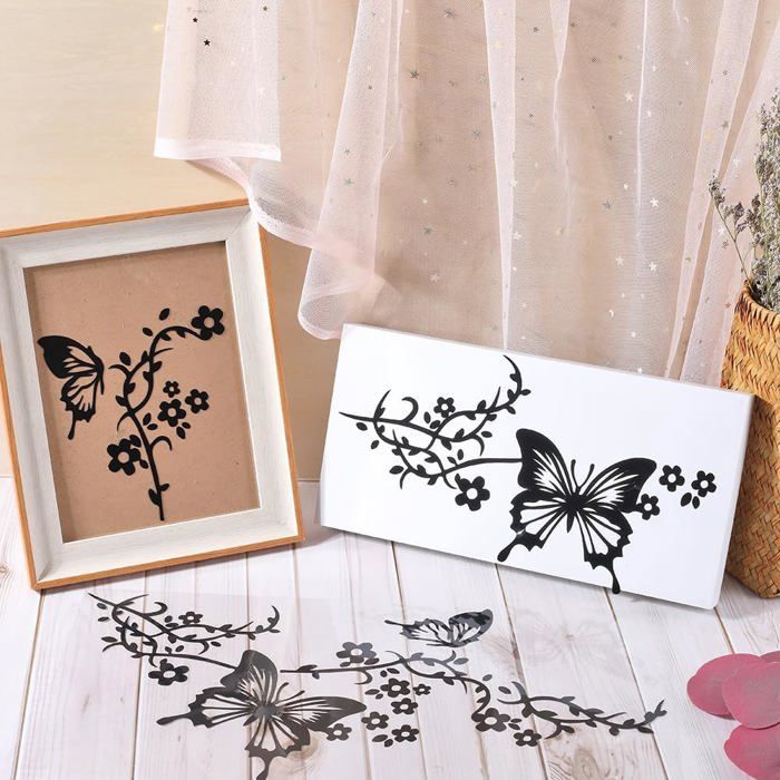 2 láminas de pegatinas de vinilo impermeables con mariposas para coche, ideales para mujeres y para la decoración exterior del vehículo.