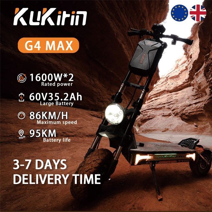 Patinete plegable todoterreno KuKirin G4 Max, original, con motor de 60 V, velocidad máxima de 86 km/h, autonomía máxima de 95 km,