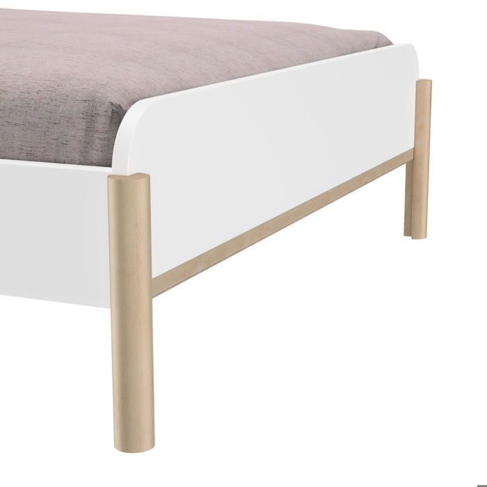 Cama de 120 cm x 200 cm con efecto madera rosa e iluminación LED integrada.