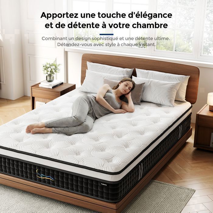 Materasso 90x190 cm - Spessore 26 cm - 7 zone di comfort in memory foam. Memory foam ad alta resilienza, lattice blu, ipoallergenico.