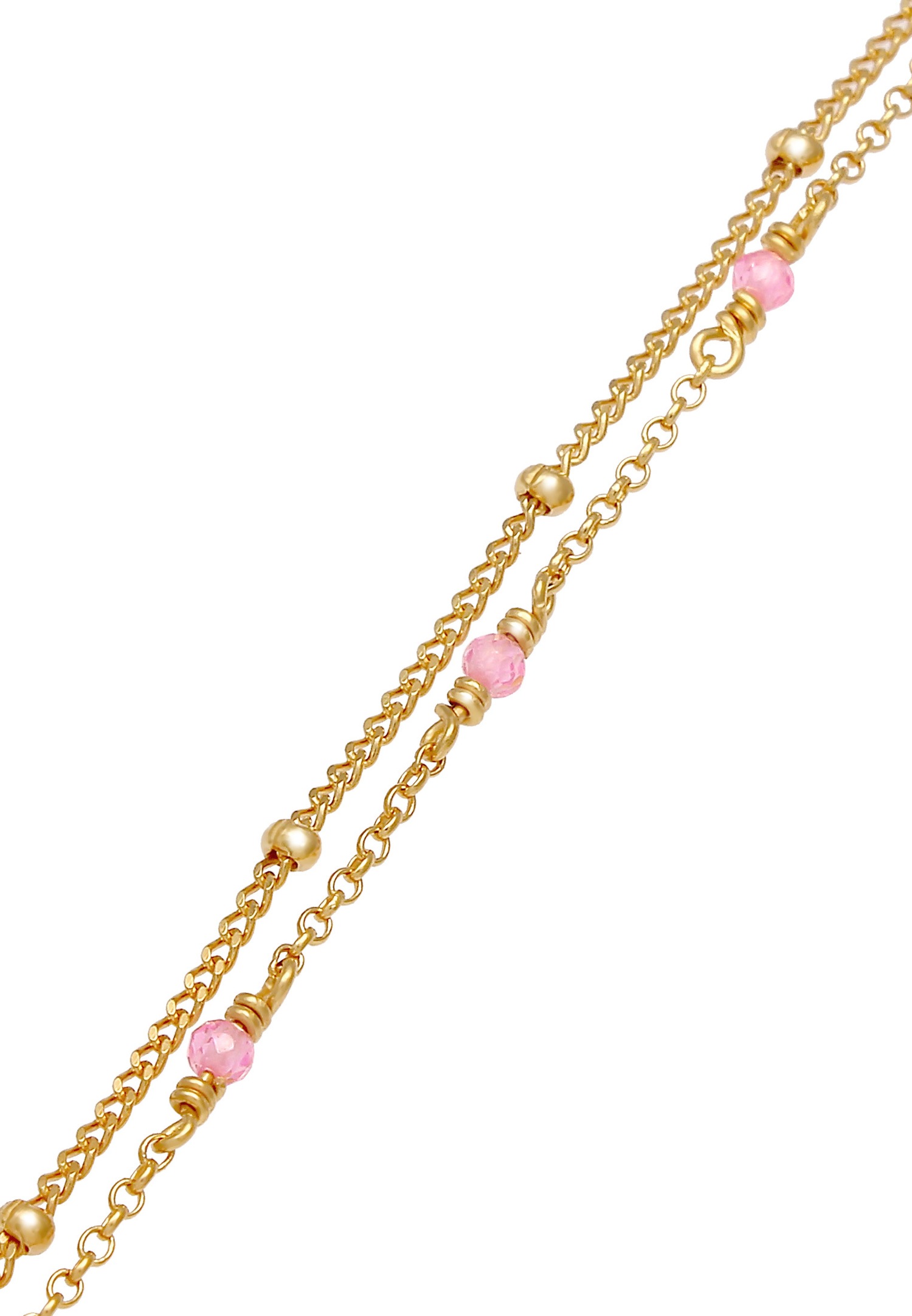Elli Chaîne de boules pour dames rose filigranée avec des perles de quartz en argent 925