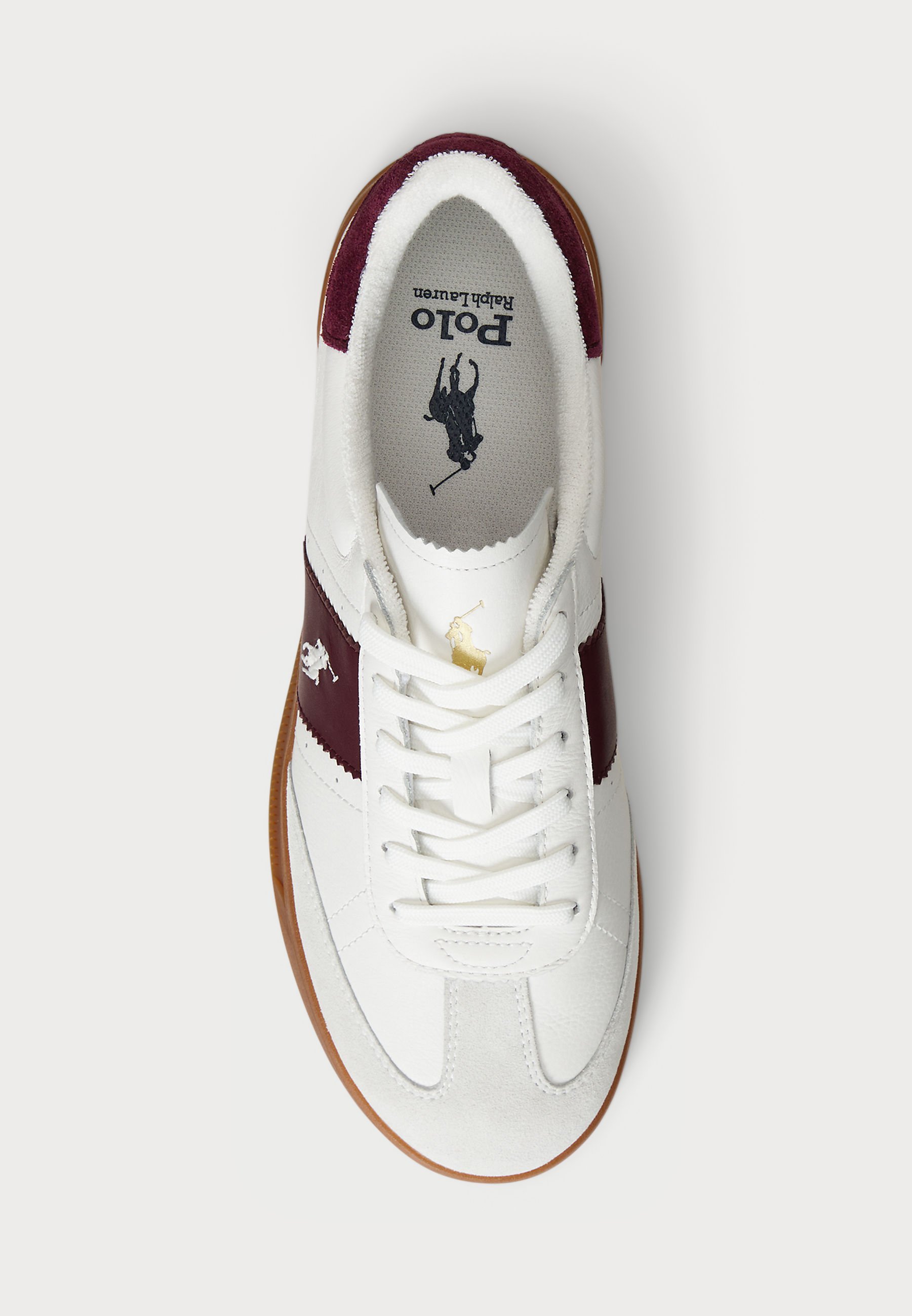 Baskets unisexes en cuir Polo Ralph Lauren HERITAGE AERA - blanc cassé/bordeaux