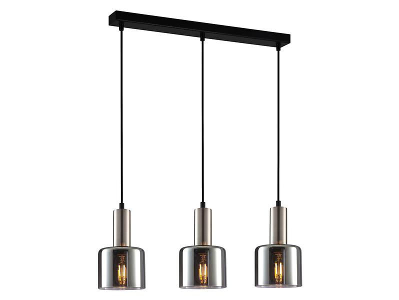 Lampa wisząca Santia  3-punktowa szklana czarno-srebrna