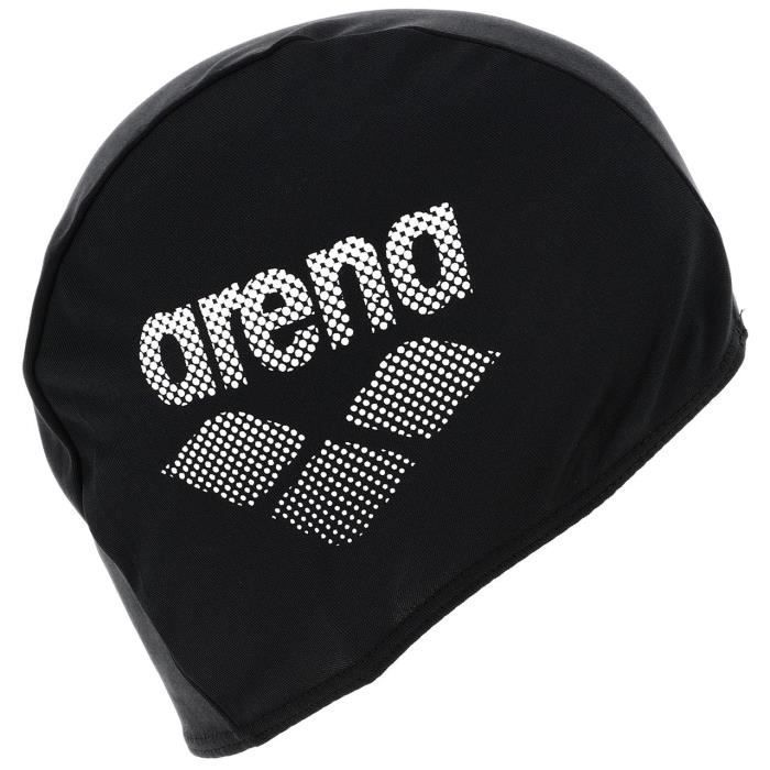 Schwarze Badekappe aus Polyester – Arena UNI Black – Schützt das Haar vor Chlor – Siebgedrucktes Logo