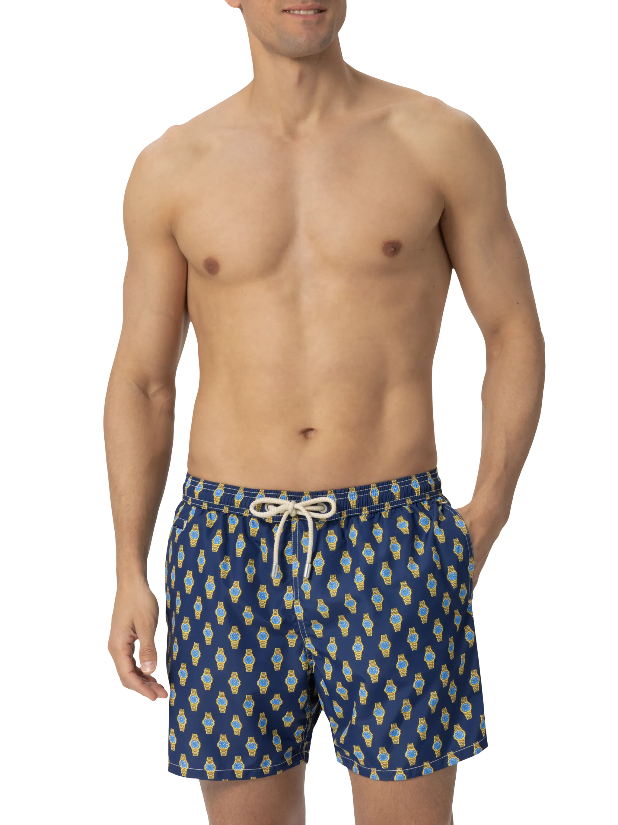 Zwemkleding met verlichtingseffect in lichtgewicht stof met klokprint.