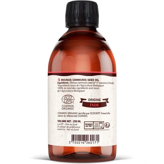 Olio di ricino biologico - Cosmos Organic - Planète au Naturel - 250 ml - 100% naturale e spremuto a freddo