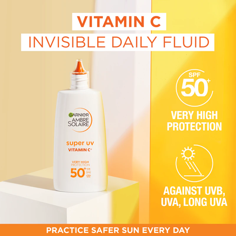 Garnier Ambre Solaire Super UV Vitamina C fluido protetor leve contra descoloração