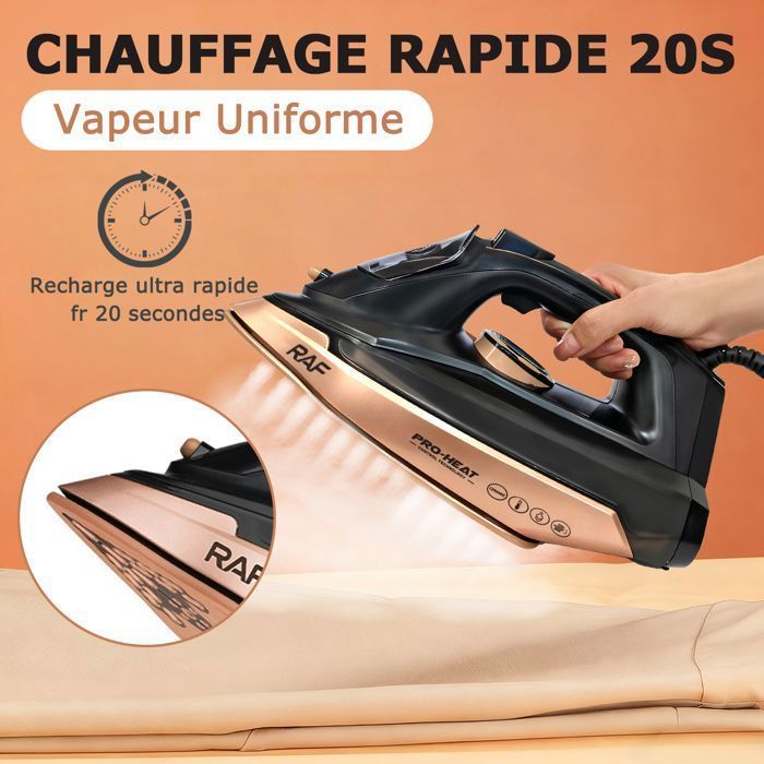 Ferro da stiro a vapore senza fili 2 in 1 - 2600 W - Riscaldamento rapido in 20 secondi - Serbatoio dell'acqua da 300 ml - Leggero, 920 g