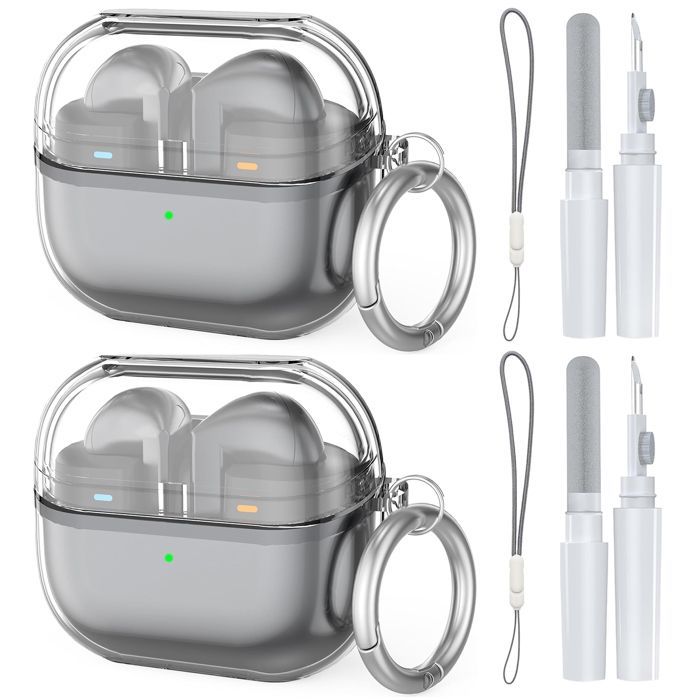 8-in-1 case for Samsung Galaxy Buds 3 Pro and Galaxy Buds 3, includes 2 cases, 2 carabiners, 2 lanyards, and 2 cleaning kits