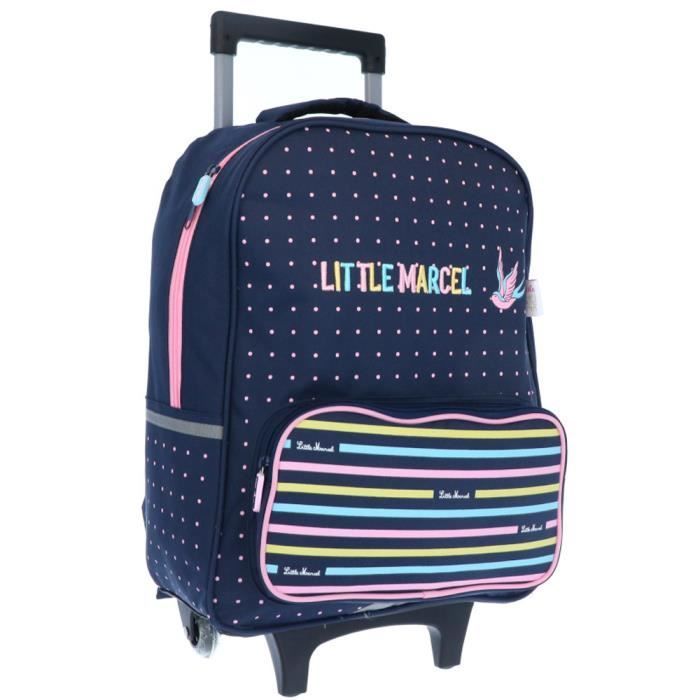 Rolrugzak - LITTLE MARCEL - Gestreept - 42 cm - 2 compartimenten - 1 jaar garantie
