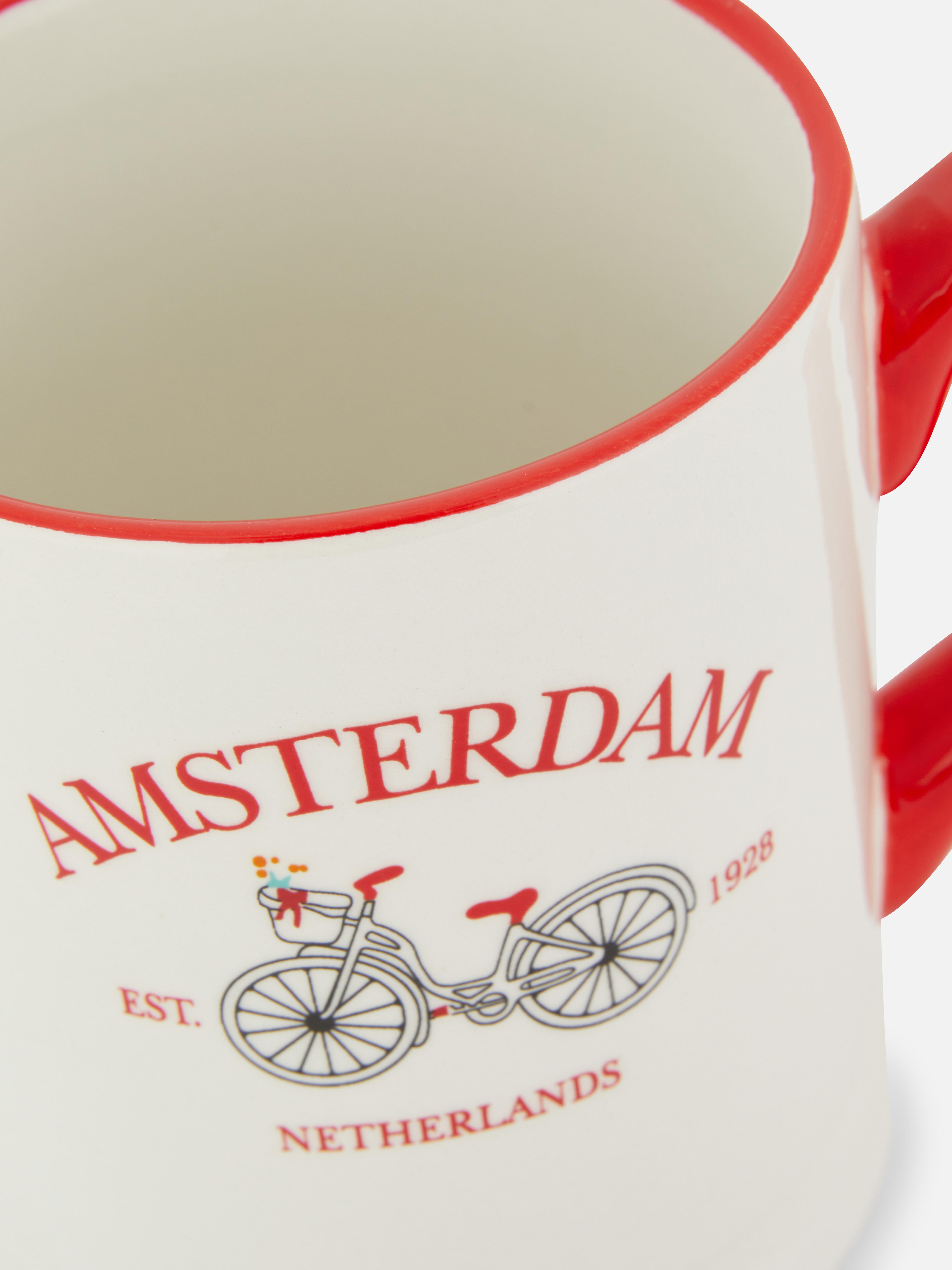Cană cu design de bicicletă Amsterdam O cană Amsterdam cu design de bicicletă